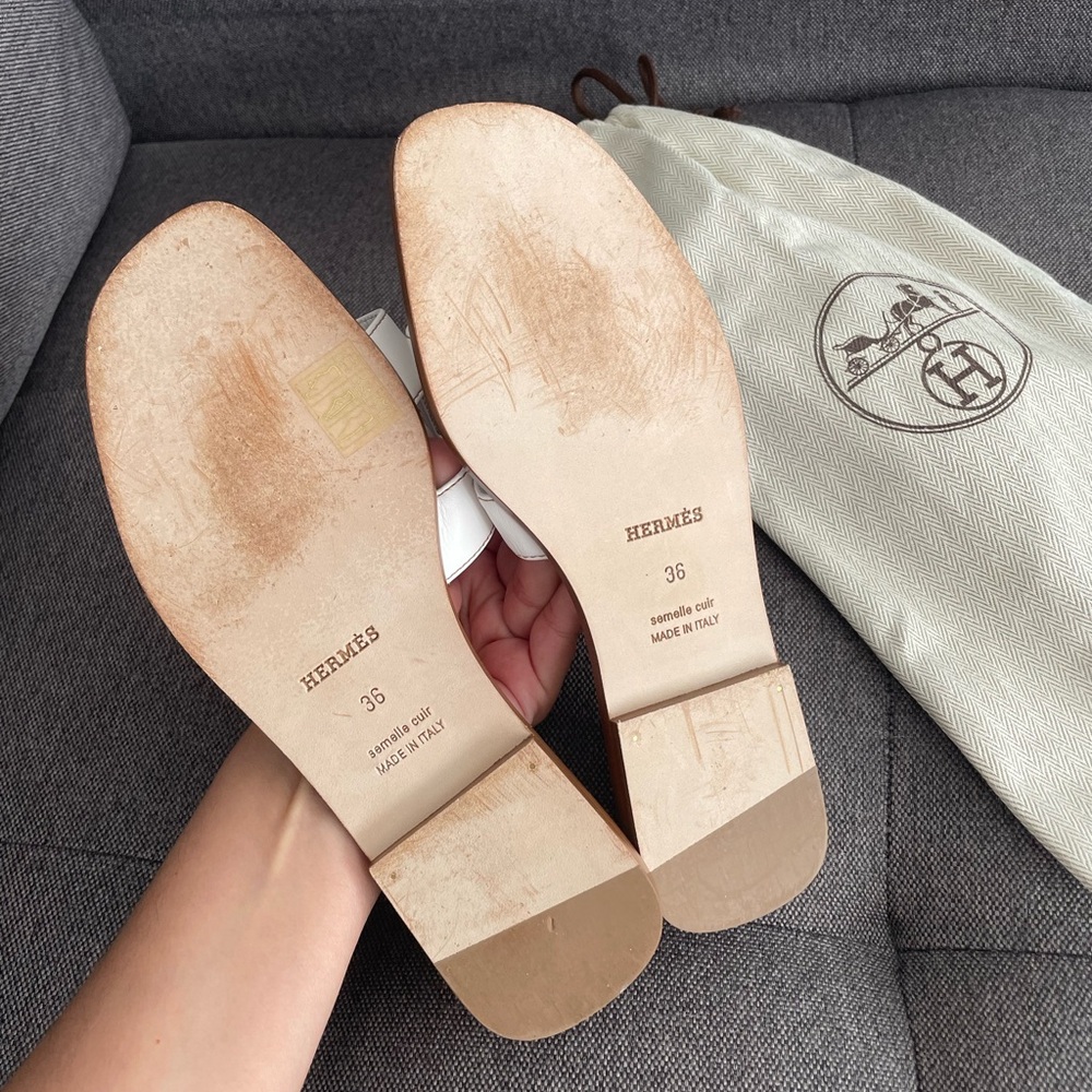 Hermes White Oran Sandals - Picture 7 of 10